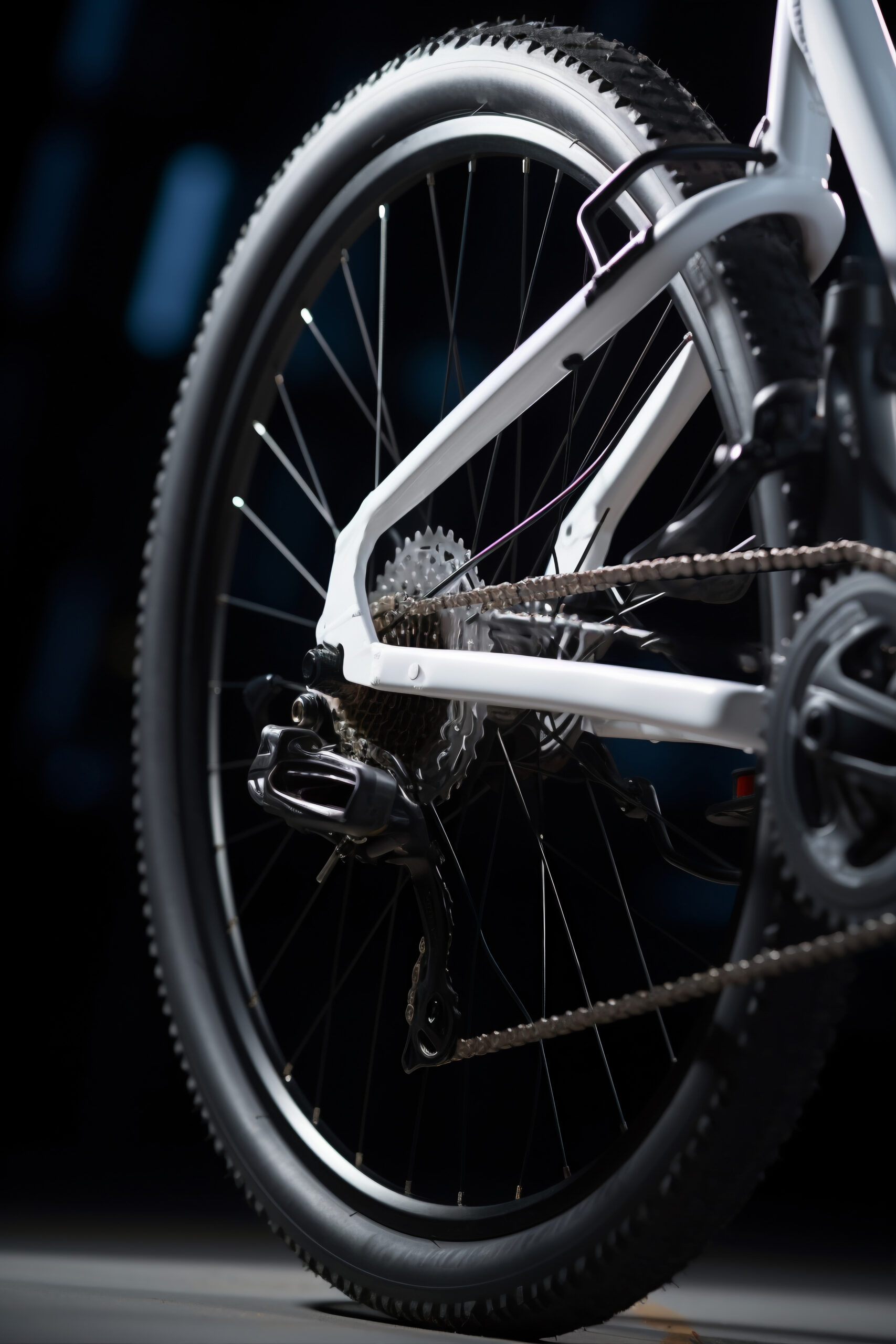 Close-up of a bike's rear wheel, highlighting the gear mechanism and chain.